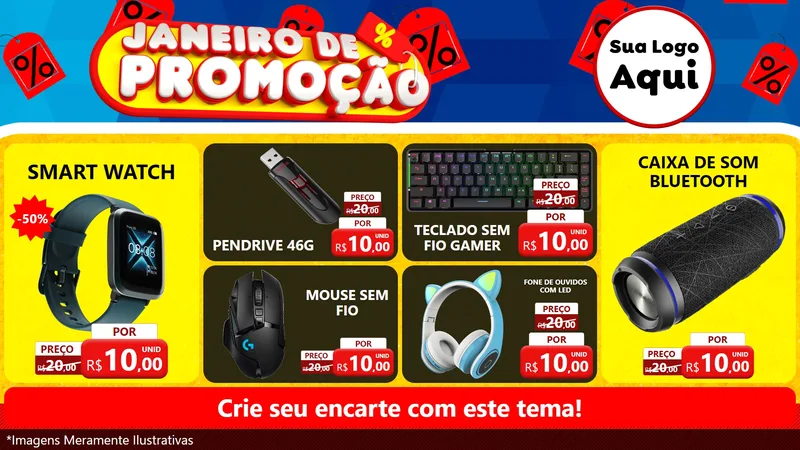 Modelo de TV para TV Horizontal com o tema Janeiro de Promoção para Informática