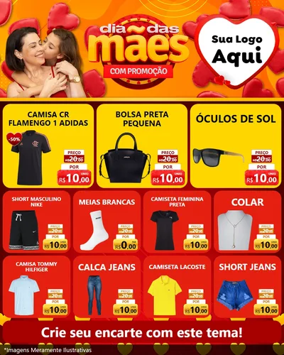 Modelo de Rede Social para Feed Instagram com o tema Dia das Mães com Promoção para Roupas e acessórios