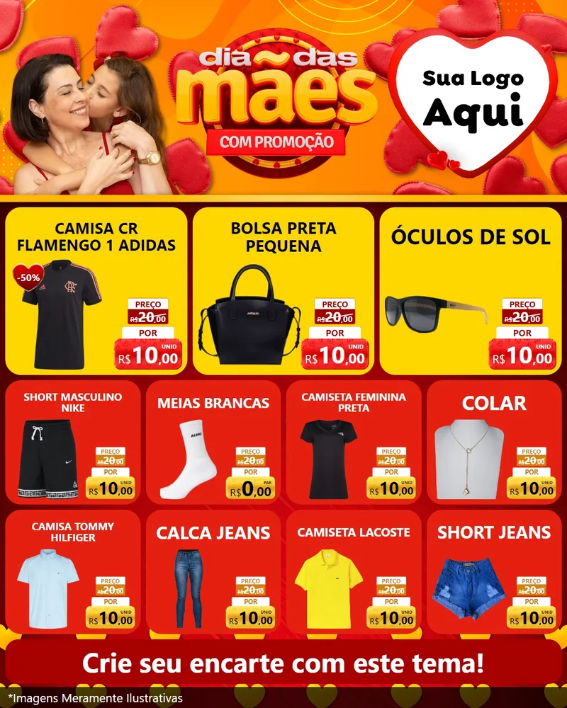 Modelo de Rede Social para Feed Instagram com o tema Dia das Mães com Promoção para Roupas e acessórios