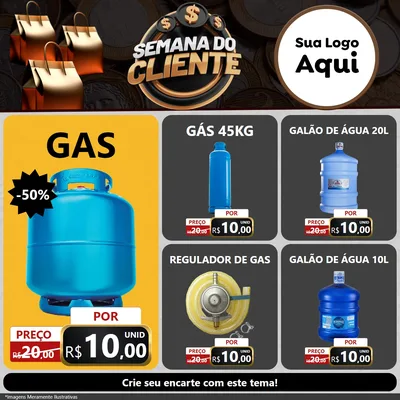 Modelo de Rede Social para Feed Facebook com o tema Semana do Cliente para Água e gás