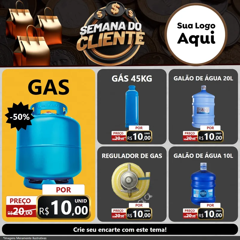 Modelo de Rede Social para Feed Facebook com o tema Semana do Cliente para Água e gás