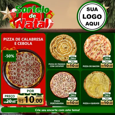 Modelo de Rede Social para Feed Facebook com o tema Sorteio de Natal para Pizzaria