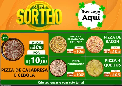 Modelo de Encarte para Encarte A4 Horizontal com o tema Super Sorteio para Pizzaria