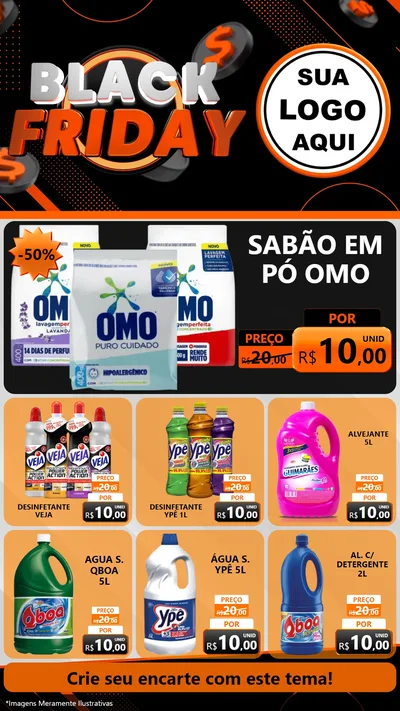 Modelo de Rede Social para Stories com o tema Black Friday para Produtos de Limpeza