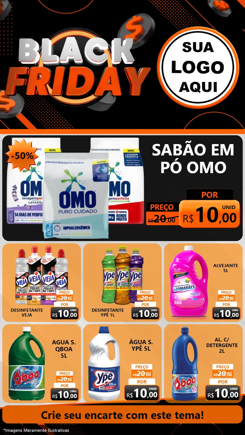 Modelo de Rede Social para Stories com o tema Black Friday para Produtos de Limpeza