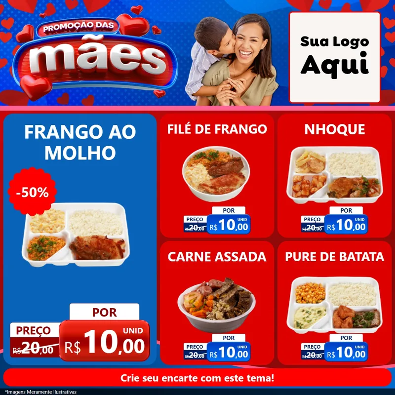 Modelo de Rede Social para Feed Facebook com o tema Promoção das Mães para Restaurante