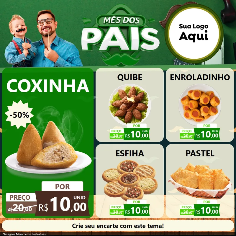 Modelo de Rede Social para Feed Facebook com o tema Mês dos Pais para Salgadaria