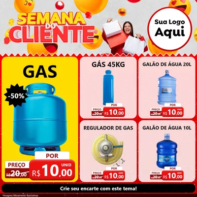 Modelo de Rede Social para Feed Facebook com o tema Semana do Cliente para Água e gás