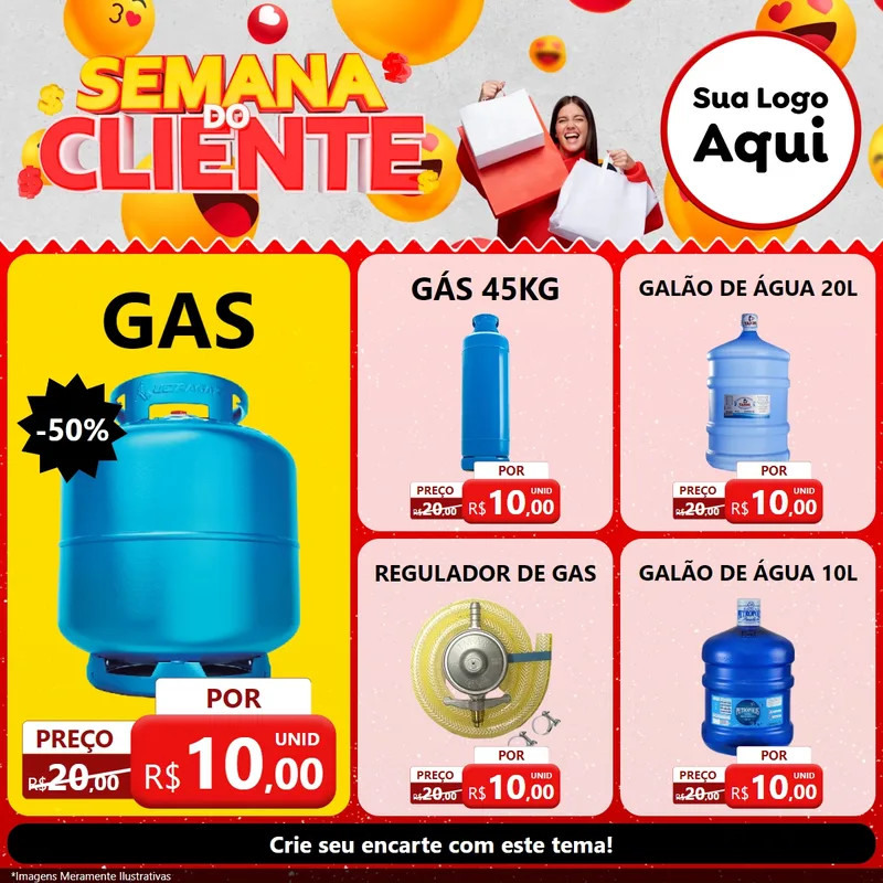 Modelo de Rede Social para Feed Facebook com o tema Semana do Cliente para Água e gás