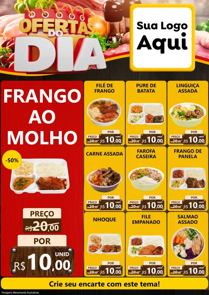 Modelo de Encarte para Encarte A4 Vertical com o tema Ofertas do Dia para Restaurante