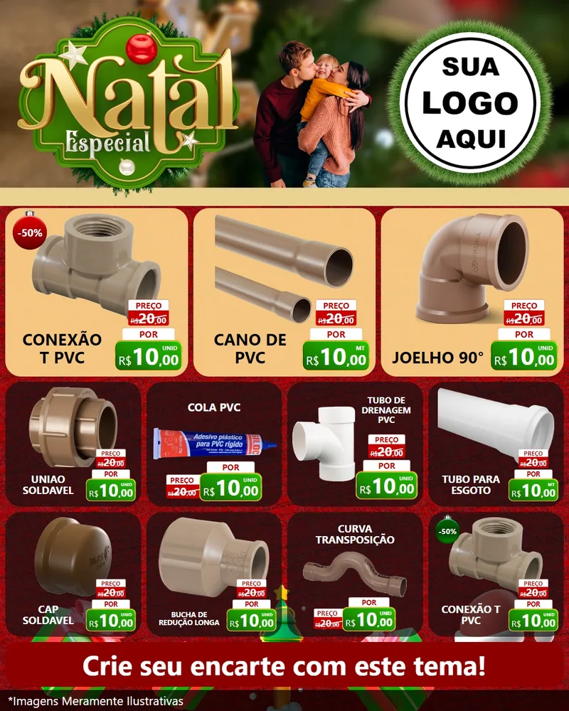 Modelo de Rede Social para Feed Instagram com o tema Natal Especial para Tubos e conexões