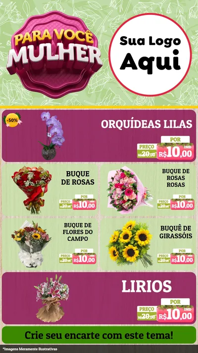Modelo de TV para TV Vertical com o tema Para Você Mulher para Floricultura e jardim