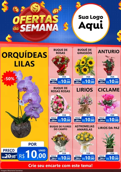 Modelo de Encarte para Encarte A4 Vertical com o tema Ofertas Da Semana para Floricultura e jardim