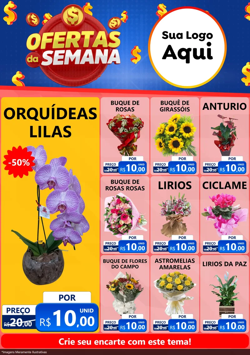 Modelo de Encarte para Encarte A4 Vertical com o tema Ofertas Da Semana para Floricultura e jardim