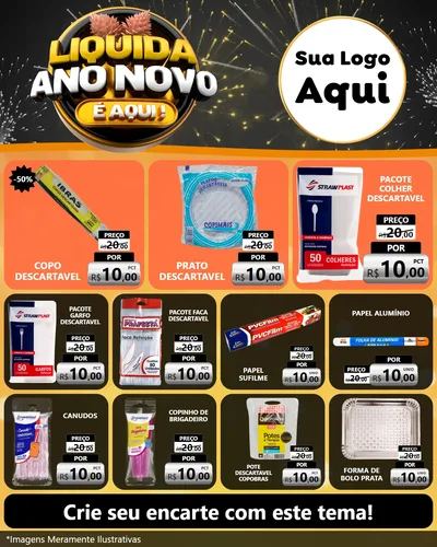 Modelo de Rede Social para Feed Instagram com o tema Liquida Ano Novo É Aqui! para Embalagens