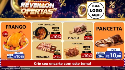 Modelo de TV para TV Horizontal com o tema Réveillon de Ofertas para Assados