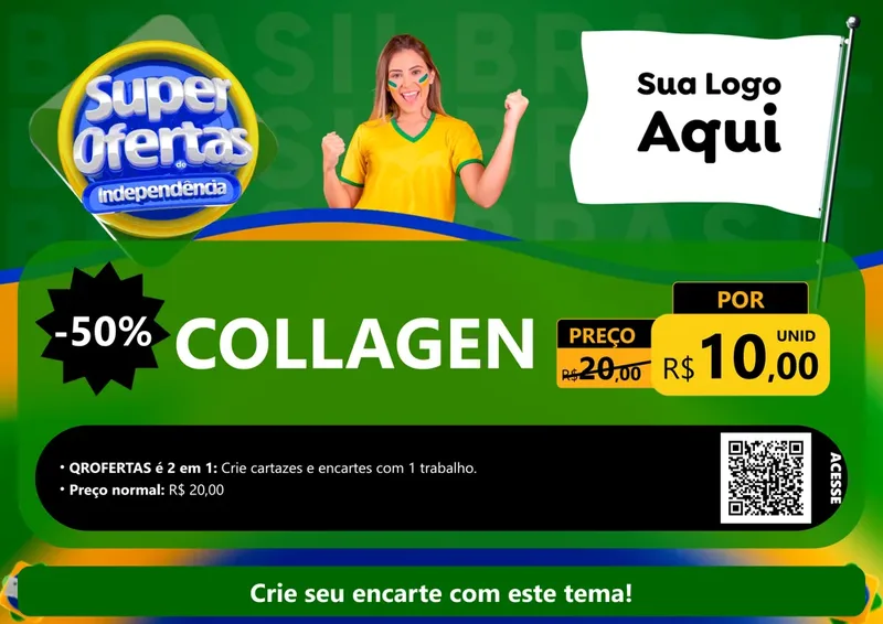 Modelo de Cartaz para Cartaz A4 Horizontal com o tema Super Ofertas de Independência para Suplementos alimentares