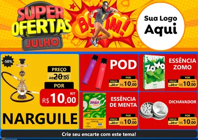 Modelo de Encarte para Encarte A4 Horizontal com o tema Super Ofertas Julho para Tabacaria