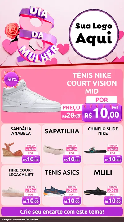 Modelo de Rede Social para Stories com o tema Dia da Mulher para Calçados