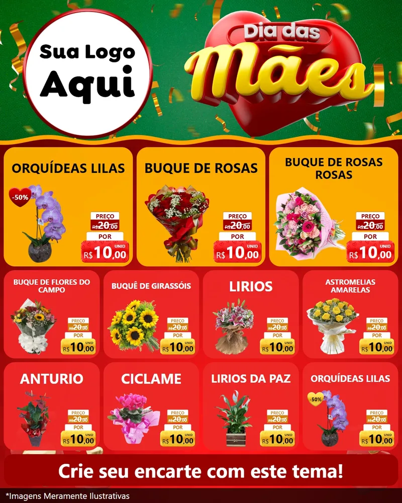 Modelo de Rede Social para Feed Instagram com o tema Dia das Mães para Floricultura e jardim