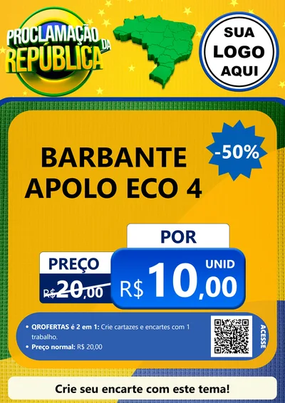 Modelo de Cartaz para Cartaz A4 Vertical com o tema Proclamação da República para Armarinho e Aviamentos