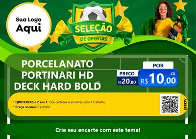 Modelo de Cartaz para Cartaz A4 Horizontal com o tema Seleção de Ofertas - Copa para Pisos e revestimentos