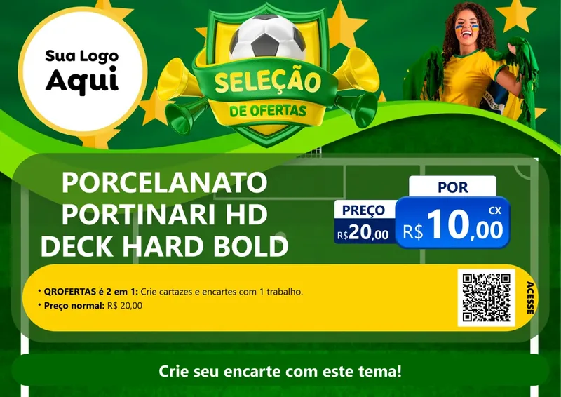 Modelo de Cartaz para Cartaz A4 Horizontal com o tema Seleção de Ofertas - Copa para Pisos e revestimentos