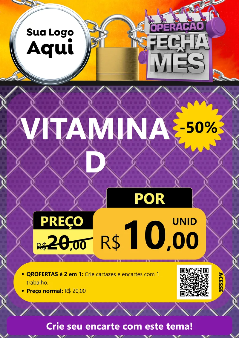 Modelo de Cartaz para Cartaz A4 Vertical com o tema Operação Fecha Mês para Farmácia