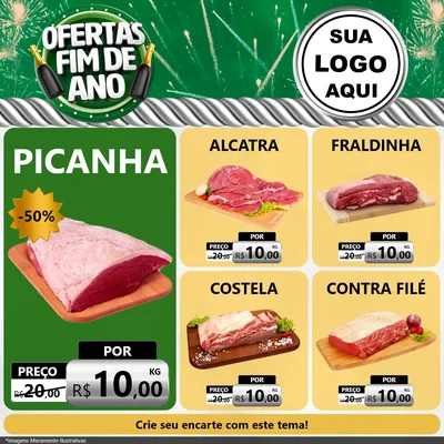 Modelo de Rede Social para Feed Facebook com o tema Ofertas Fim de Ano para Açougue