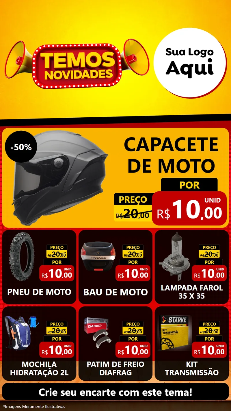 Modelo de Rede Social para Stories com o tema Temos Novidades para Moto peças