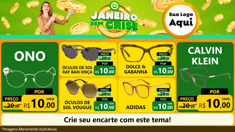 Modelo de TV para TV Horizontal com o tema Janeiro Sem Crise para Óticas