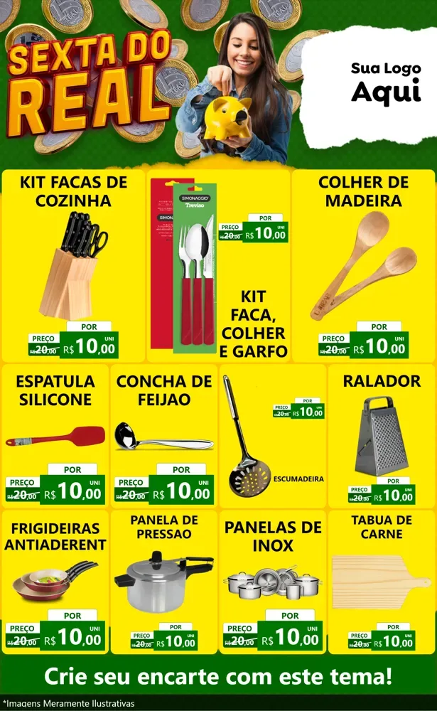 Modelo de Encarte para Encarte Grande com o tema Sexta do Real para Utilidades Domésticas