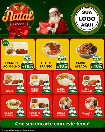 Modelo de Rede Social para Feed Instagram com o tema Natal Especial para Restaurante