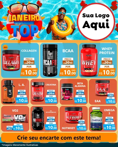 Modelo de Rede Social para Feed Instagram com o tema Janeiro Top para Suplementos alimentares