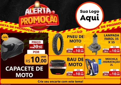 Modelo de Encarte para Encarte A4 Horizontal com o tema Alerta de Promoção para Moto peças