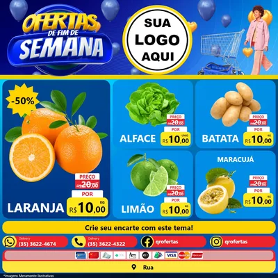 Modelo de Rede Social para Feed Facebook com o tema Ofertas de Fim de Semana para Hortifrúti