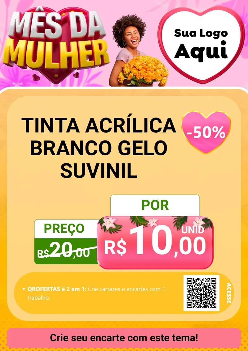 Modelo de Cartaz para Cartaz A4 Vertical com o tema Mês da Mulher para Tintas e Ferramentas