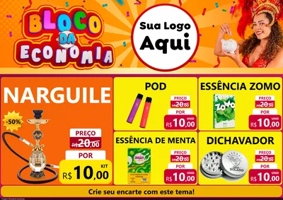 Modelo de Encarte para Encarte A4 Horizontal com o tema Bloco da Economia para Tabacaria