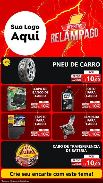 Modelo de TV para TV Vertical com o tema Ofertas Relâmpago para Auto peças
