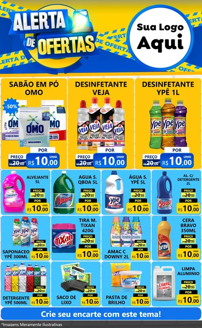 Modelo de Encarte para Encarte Grande com o tema Alerta de Ofertas para Produtos de Limpeza