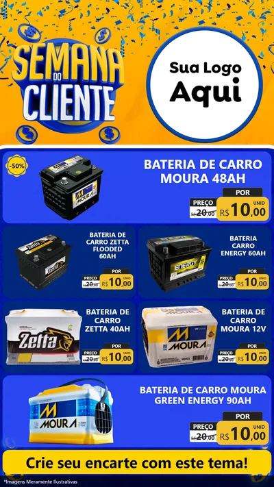 Modelo de TV para TV Vertical com o tema Semana do Cliente para Baterias Elétricas