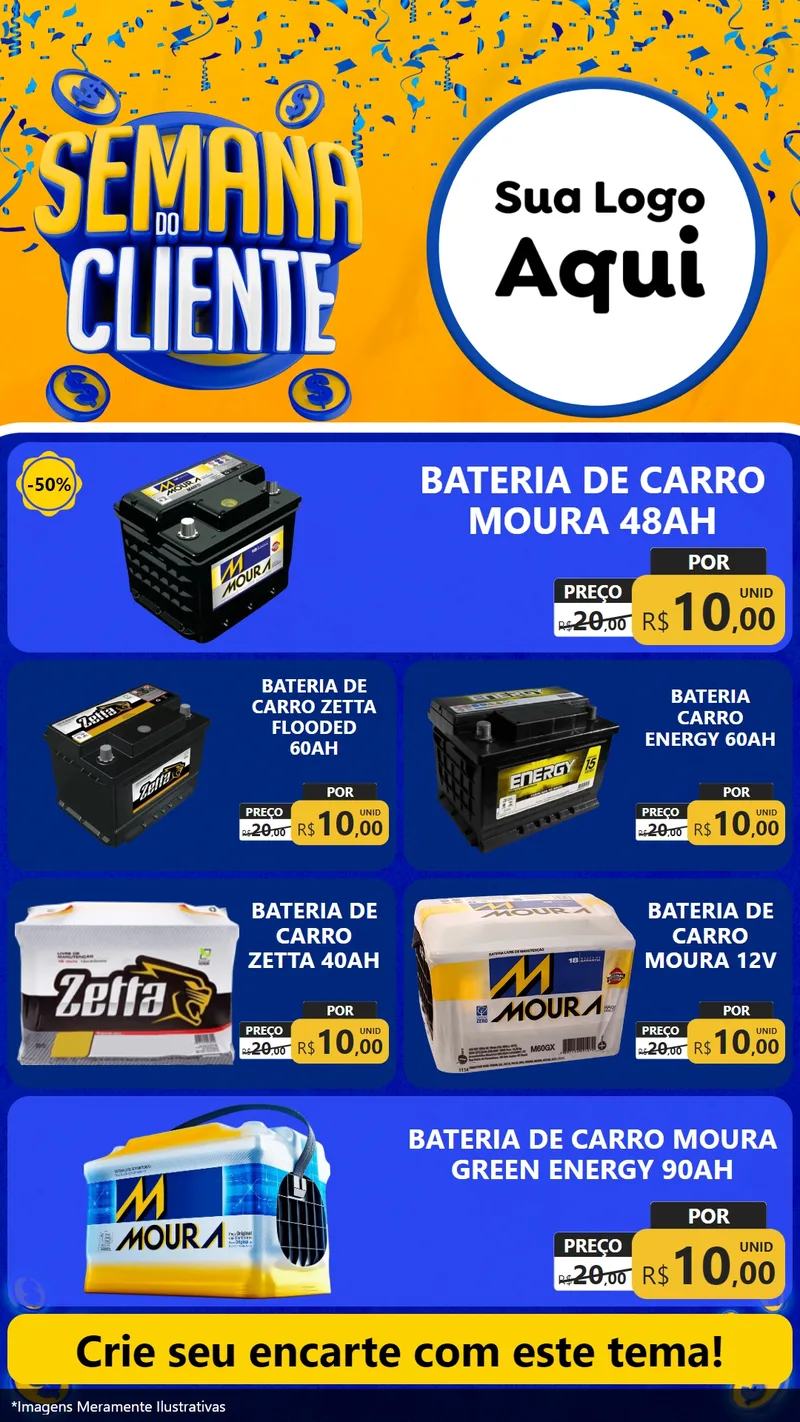 Modelo de TV para TV Vertical com o tema Semana do Cliente para Baterias Elétricas