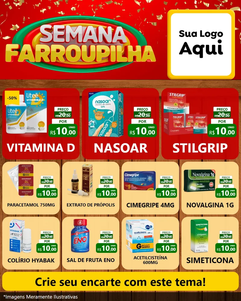 Modelo de Rede Social para Feed Instagram com o tema Semana Farroupilha para Farmácia