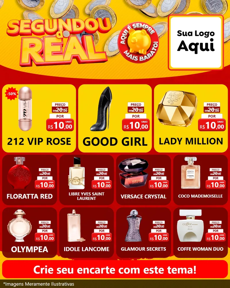 Modelo de Rede Social para Feed Instagram com o tema Segundou do Real para Perfumes