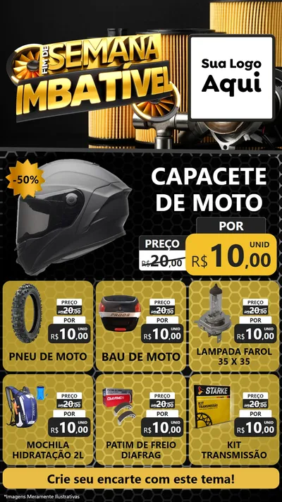Modelo de Rede Social para Stories com o tema Fim de Semana Imbatível para Moto peças