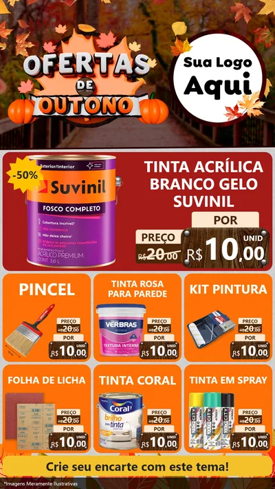 Modelo de Rede Social para Stories com o tema Ofertas de Outono para Tintas e Ferramentas