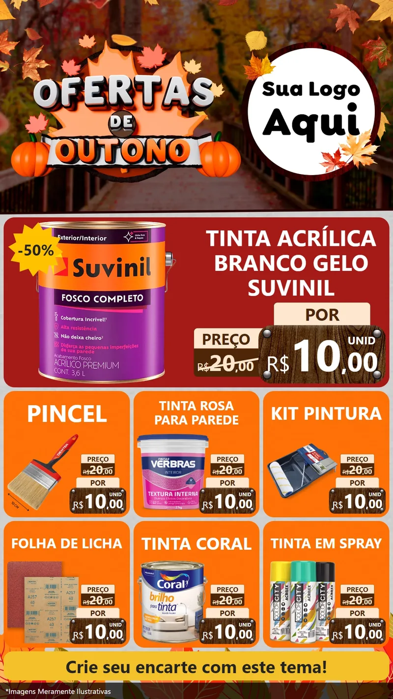 Modelo de Rede Social para Stories com o tema Ofertas de Outono para Tintas e Ferramentas