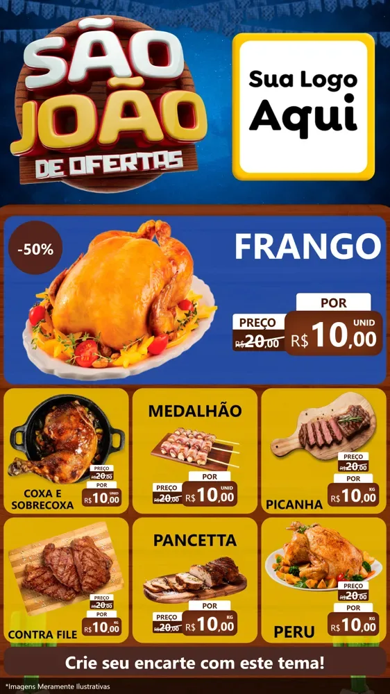Modelo de Rede Social para Stories com o tema São João Ofertas Imbatíveis! - Junina para Assados