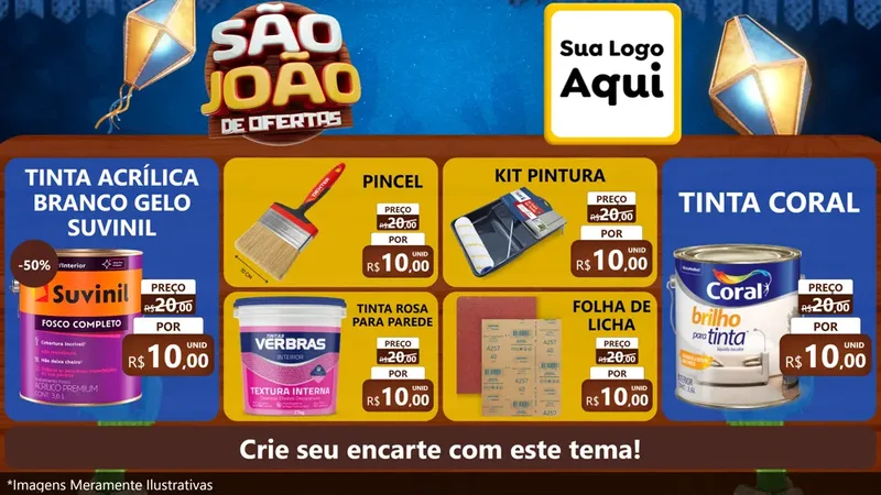 Modelo de TV para TV Horizontal com o tema São João Ofertas Imbatíveis! - Junina para Tintas e Ferramentas