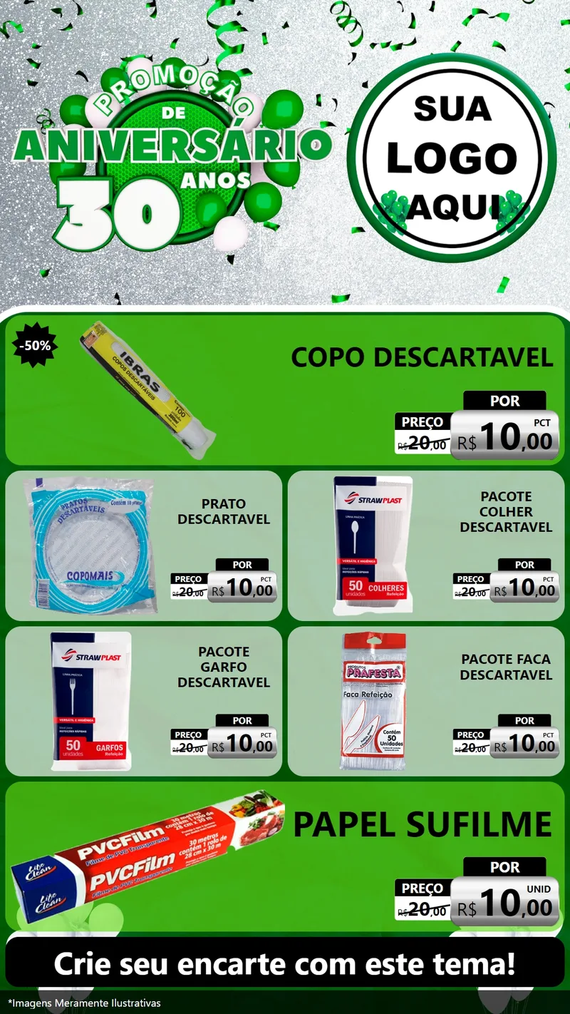 Modelo de TV para TV Vertical com o tema Promoção de Aniversário - 30 Anos para Embalagens